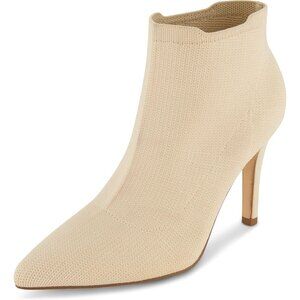 Women's Ivory Genie Stretch Knit Heel Faux Leather Memory Foam Padding Booties